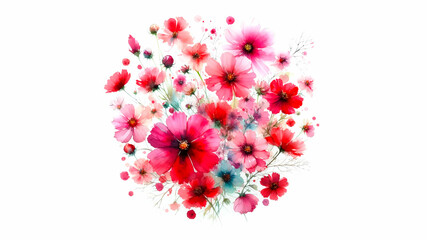 Fototapeta premium Delicate flowering pink and red flower watercolor stain