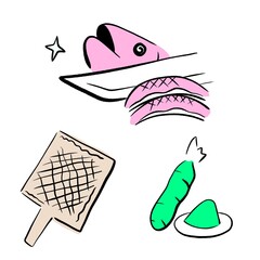 Food and kitchen objects minimal style for artwork