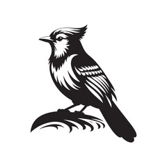 Minimalist Blue Jay Vector Silhouette: The Vibrant Energy and Grace of These Iconic Birds- Blue Jay Illustration - Bird Silhouette.