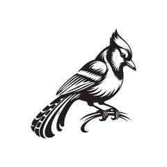 Minimalist Blue Jay Vector Silhouette: The Vibrant Energy and Grace of These Iconic Birds- Blue Jay Illustration - Bird Silhouette.