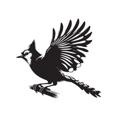 Minimalist Blue Jay Vector Silhouette: The Vibrant Energy and Grace of These Iconic Birds- Blue Jay Illustration - Bird Silhouette.