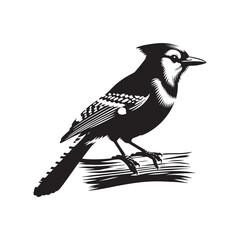 Minimalist Blue Jay Vector Silhouette: The Vibrant Energy and Grace of These Iconic Birds- Blue Jay Illustration - Bird Silhouette.