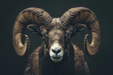 a close up of a ram