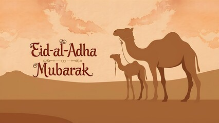 minimalist eid ul adha design eid greetings card islamic muslim celebrations camel desert design