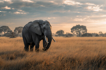 Obraz premium elephant on savannah, nature photography..