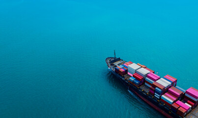Business trip with ship the partner connection Container Cargo freight ship for Import Export