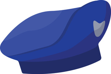 Vector graphic of a blue police officer's cap with badge detail, suitable for various design uses