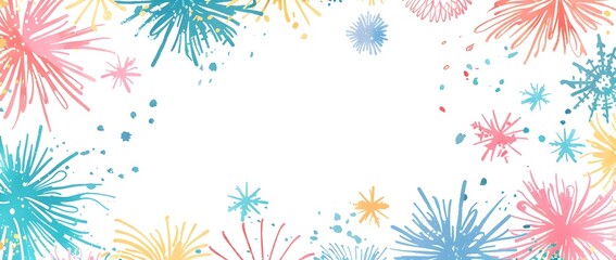 Vibrant New Year s Firework Doodle Border Design for Festive Background