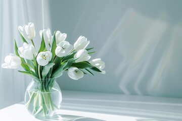 a vase of white flowers