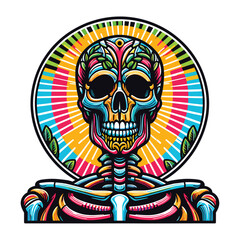 Fototapeta premium skeleton in pop colors vector illustration