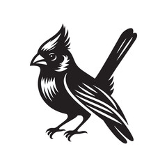 Cardinal Silhouette: Black Vector Art - Capturing the Bold Elegance and Distinctive Presence of These Iconic Birds- Cardinal bird Vector - Cardinal Bird Illustration.