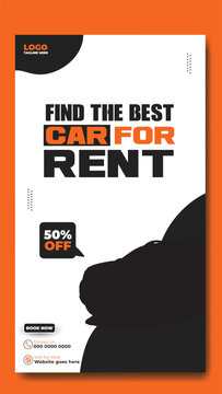 Story template design of car rental service ads promotion