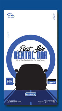 Story template design of car rental service ads promotion