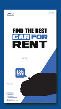 Story template design of car rental service ads promotion