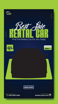 Story template design of car rental service ads promotion