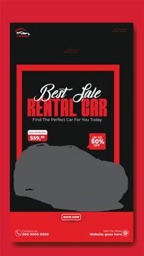 Story template design of car rental service ads promotion
