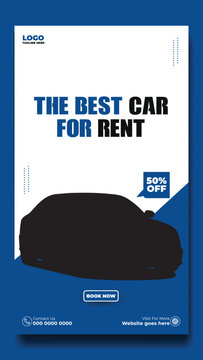 Story template design of car rental service ads promotion