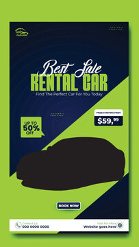 Story template design of car rental service ads promotion