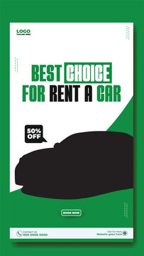 Story template design of car rental service ads promotion