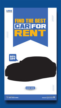Story template design of car rental service ads promotion