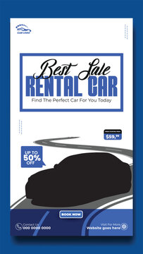 Story template design of car rental service ads promotion