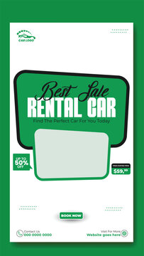 Story template design of car rental service ads promotion
