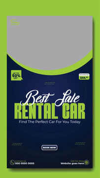 Story template design of car rental service ads promotion