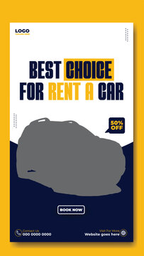 Story template design of car rental service ads promotion