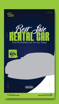 Story template design of car rental service ads promotion