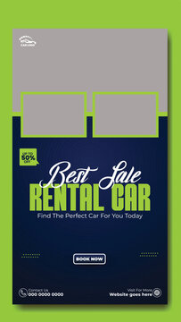 Story template design of car rental service ads promotion