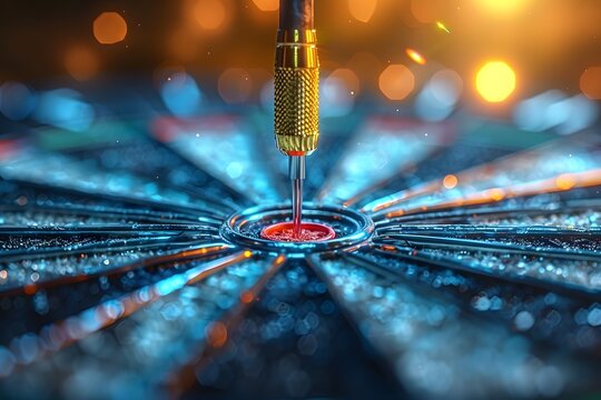Bullseye Hit with Darts in Focus with Blurred Background for Precision and Target Concept Stock Image
