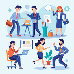 Figures of people at work in the office-