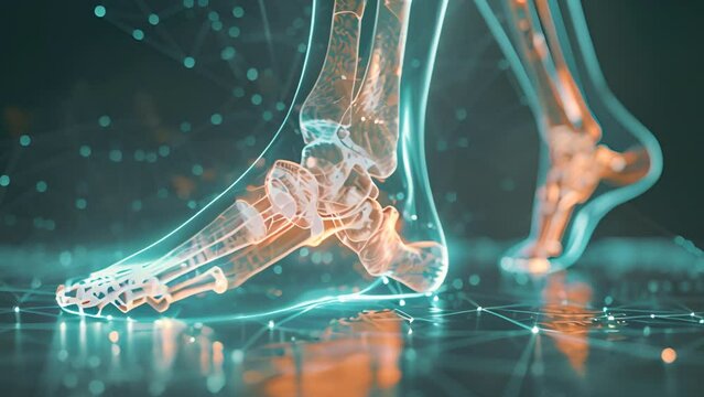 human ankle bone Isolated 3D hologram. Medical concept. new technology