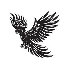 Cockatoo Silhouette: Bold Black Vector Art Capturing the Majestic Beauty and Charisma of These Iconic Parrots- Cockatoo Parrot Vector- Cockatoo Parrot Illustration.