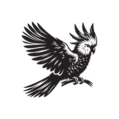 Cockatoo Silhouette: Bold Black Vector Art Capturing the Majestic Beauty and Charisma of These Iconic Parrots- Cockatoo Parrot Vector- Cockatoo Parrot Illustration.