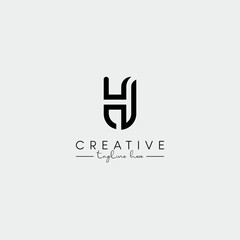 Obraz premium Abstract Stylish letter UH HU Logo Design Template. Modern And Creative Letter Logo.