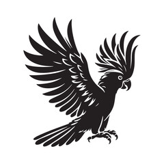 Cockatoo Silhouette: Bold Black Vector Art Capturing the Majestic Beauty and Charisma of These Iconic Parrots- Cockatoo Parrot Vector- Cockatoo Parrot Illustration.