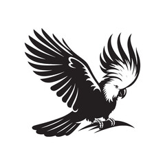 Cockatoo Silhouette: Bold Black Vector Art Capturing the Majestic Beauty and Charisma of These Iconic Parrots- Cockatoo Parrot Vector- Cockatoo Parrot Illustration.