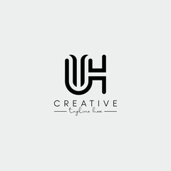 Fototapeta premium Abstract Stylish letter UH HU Logo Design Template. Modern And Creative Letter Logo.