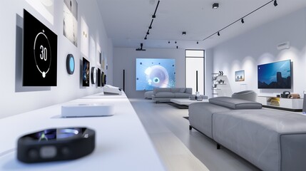 A modern living room with a focus on technology