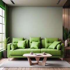 interior of green sofa modern interior