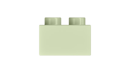 Seafoam Green Block Isolated on a White Background. Close Up View of a Plastic Children Game Brick for Constructors, Side View. High Quality 3D Render with a Work Path. 8K Ultra HD, 7680x4320