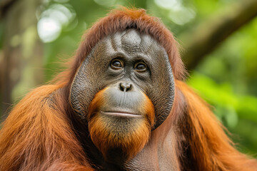 A large orange monkey with a big smile on its face