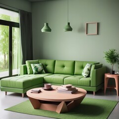 interior of green sofa modern interior