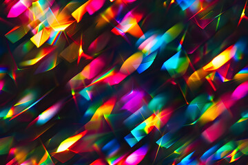 blur colorful warm rainbow crystal light leaks on black background defocused abstract retro film analog effect for using over photos as overlay or screen filter AI