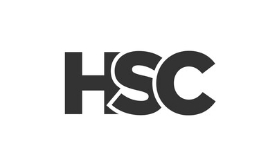 HSC logo design template with strong and modern bold text. Initial based vector logotype featuring simple and minimal typography. Trendy company identity.