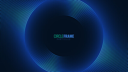 Abstract Blue Glowing Geometric Lines Dots Background. Modern Shiny Blue Dots Pattern. Digital Technology Futuristic Concept. Design for Cover Banner Website. Vector Illustration.