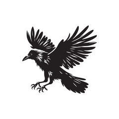 Crow Vector Silhouette: Bold Black Vector Art Capturing the Mysterious Aura and Intelligence of These Iconic Birds - Crow Illustration.