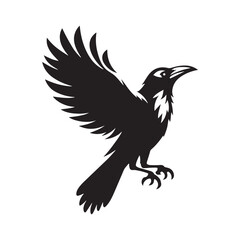 Crow Vector Silhouette: Bold Black Vector Art Capturing the Mysterious Aura and Intelligence of These Iconic Birds - Crow Illustration.