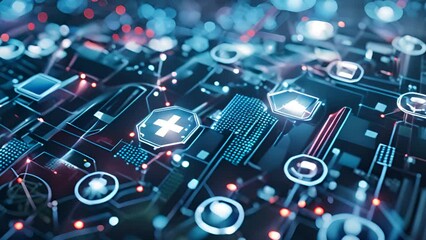 Healthcare network and patient connected information with internet digital technology online medicine - Powered by Adobe